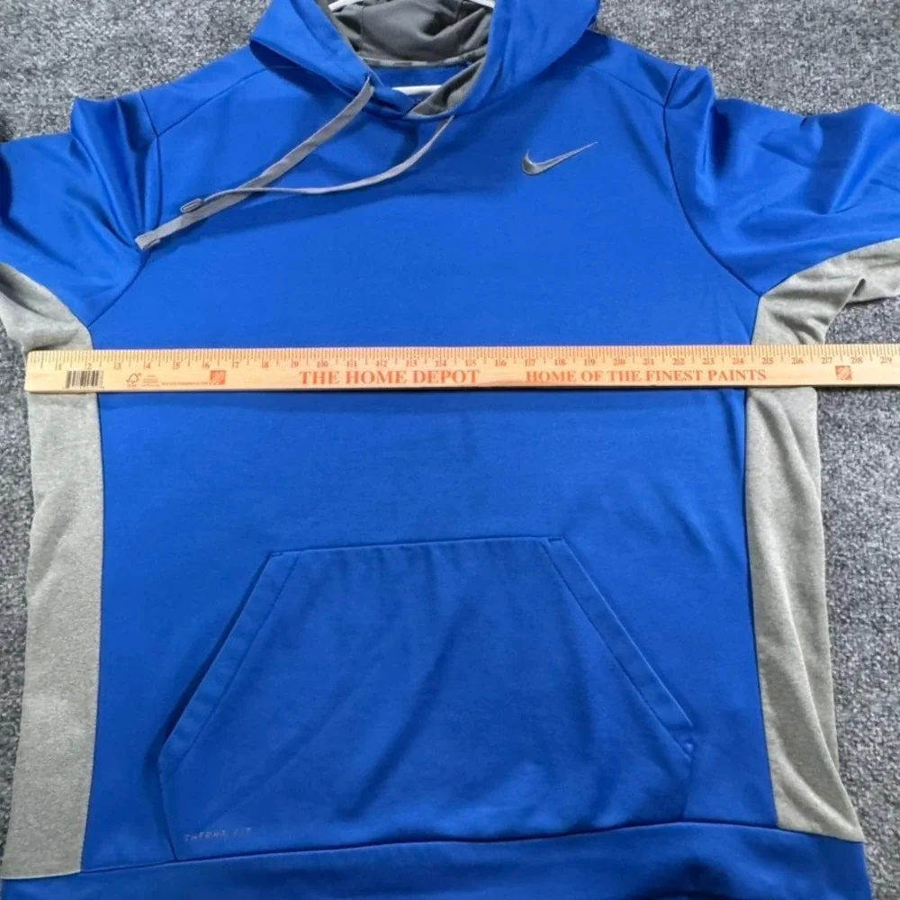 Nike Therma Fit Men's Hoodie Pullover Navy XXL Kangaroo Pocket Blue Gray